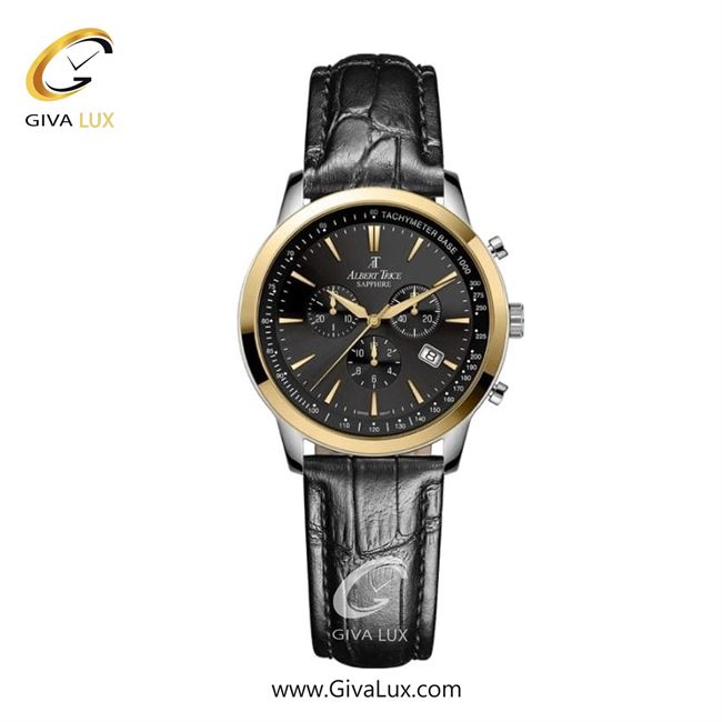 ساعت مچی اورجینال زنانه آلبرت ترایس سه موتوره کرنوگراف طلایی | مشکی| مشکی| کد رفرنس AT20346
