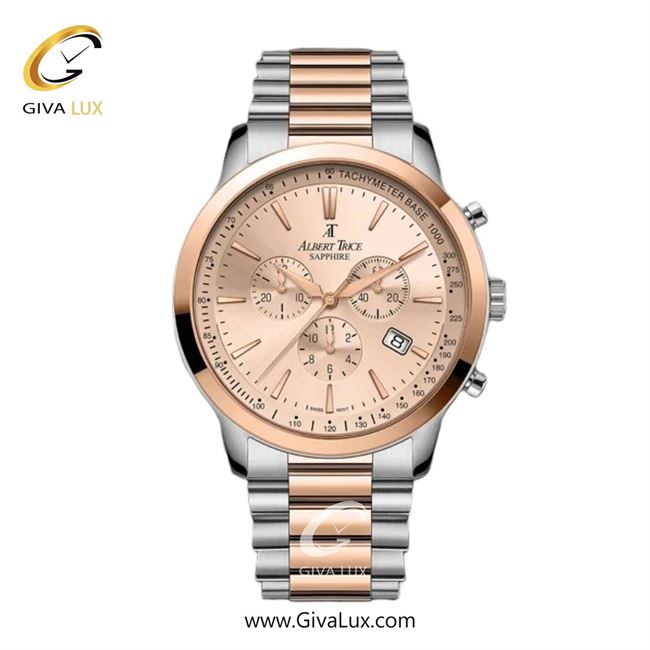 ساعت مچی اورجینال مردانه آلبرت ترایس سه موتوره کرنوگراف رزگلد | رزگلد-نقره ای| رزگلد| کد رفرنس AT20347