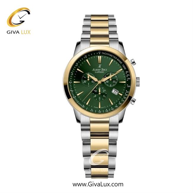 ساعت مچی اورجینال زنانه آلبرت ترایس سه موتوره کرنوگراف طلایی | نقره ای-طلایی| سبز| کد رفرنس AT20348