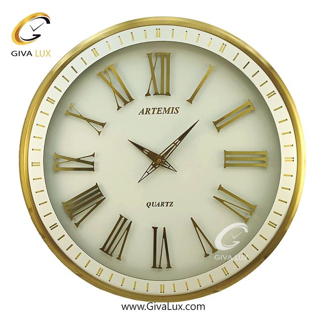 ساعت دیواری اورجینال آرتمیس آلیاژ فلزی طلایی| کد رفرنس 90011، مدل: 2036GoldWhite