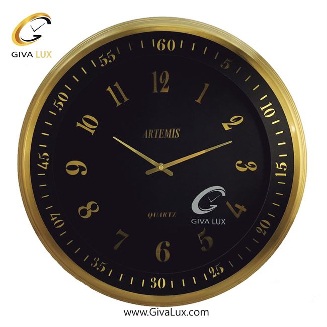 ساعت دیواری اورجینال آرتمیس آلیاژ فلزی طلایی| کد رفرنس 90017، مدل: 2037GoldBlack