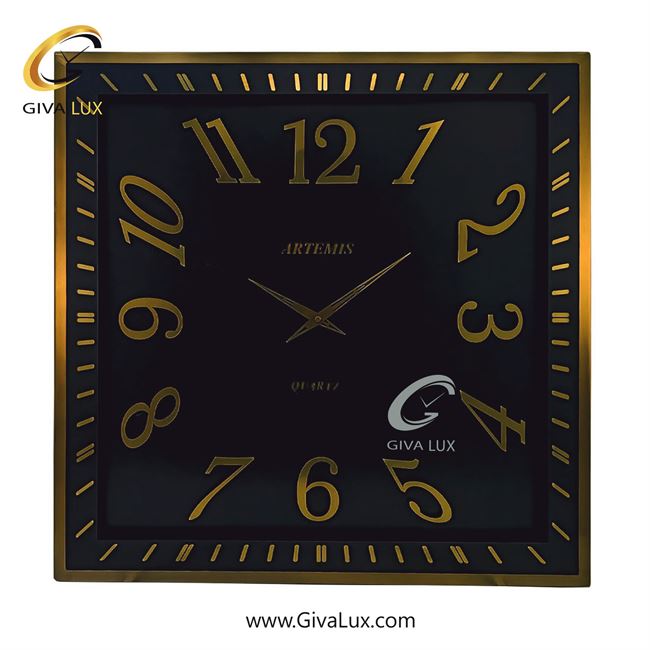 ساعت دیواری اورجینال آرتمیس آلیاژ فلزی طلایی| کد رفرنس 90021، مدل: 2038GoldBlack