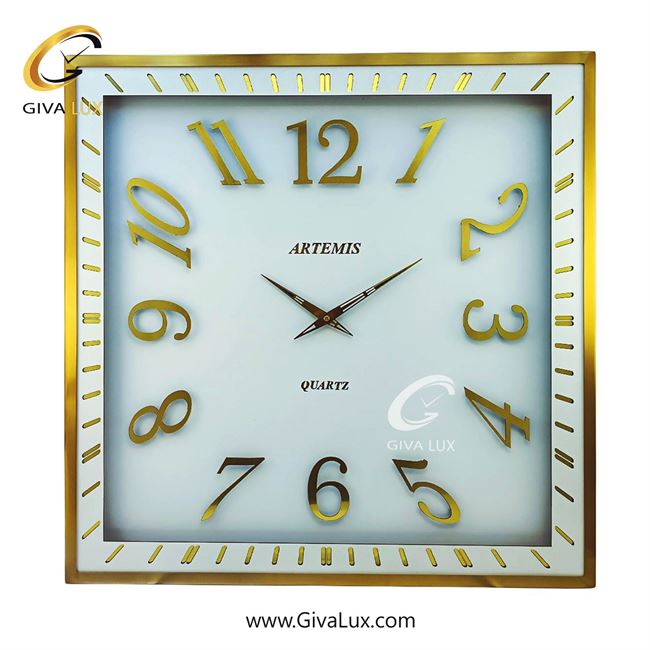 ساعت دیواری اورجینال آرتمیس آلیاژ فلزی طلایی| کد رفرنس 90020، مدل: 2038GoldWhite