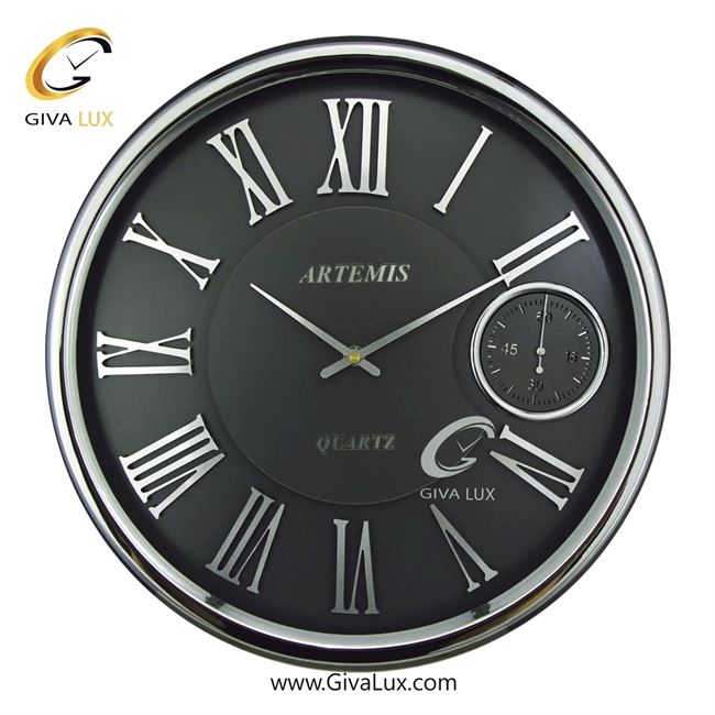 ساعت دیواری اورجینال آرتمیس آلیاژ فلزی نقره ای| کد رفرنس 90023، مدل: 2039Titaniumsilver