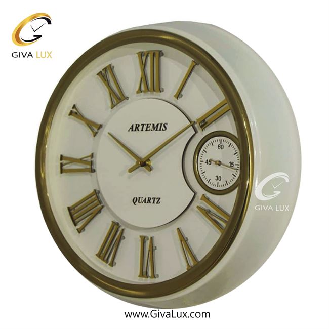 ساعت دیواری اورجینال آرتمیس آلیاژ فلزی طلایی-سفید| کد رفرنس 90035، مدل: 2039WhiteGold