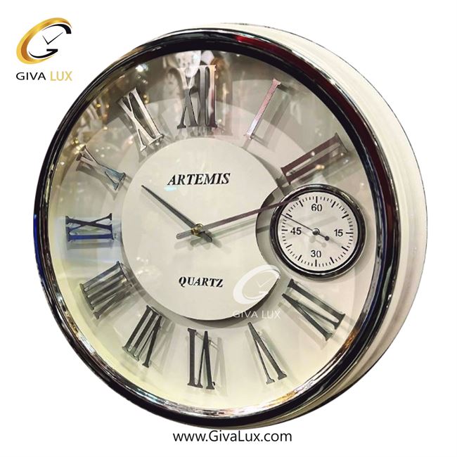 ساعت دیواری اورجینال آرتمیس آلیاژ فلزی سفید-نقره ای| کد رفرنس 90034، مدل: 2039WhiteSilver