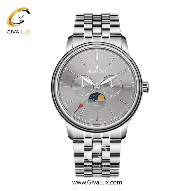 ساعت مچی اورجینال مردانه آلبرت ترایس سه موتوره فول تایم نقره ای | نقره ای| طوسی| کد رفرنس AT20700