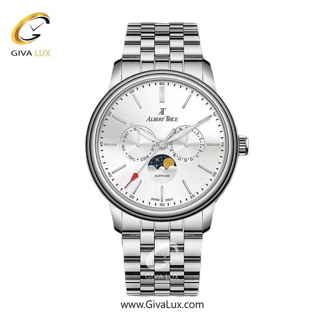 ساعت مچی اورجینال مردانه آلبرت ترایس سه موتوره فول تایم نقره ای | نقره ای| نقره ای| کد رفرنس AT20700