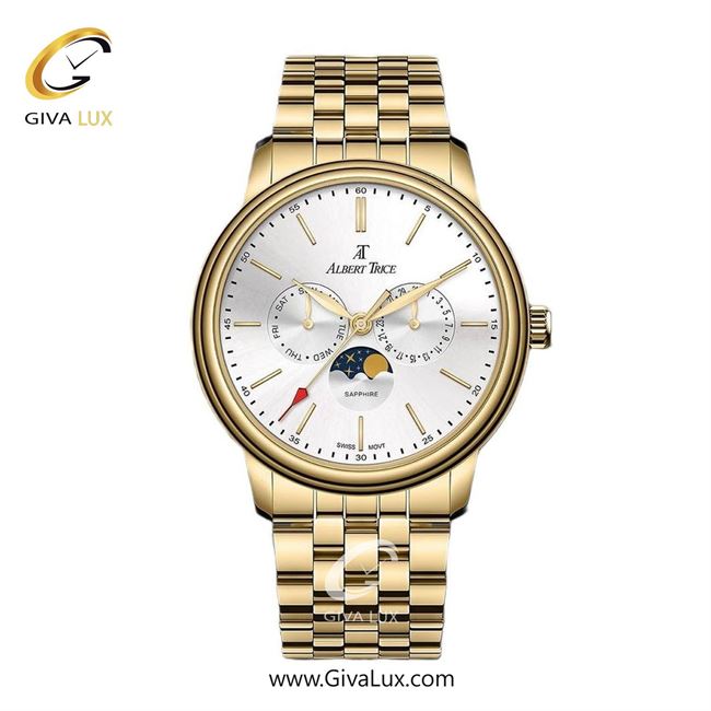 ساعت مچی اورجینال مردانه آلبرت ترایس سه موتوره فول تایم طلایی | طلایی| نقره ای| کد رفرنس AT20700