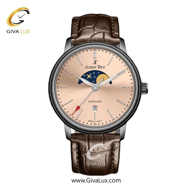 ساعت مچی اورجینال مردانه آلبرت ترایس نقره ای | قهوه ای| گلبهی| کد رفرنس AT20800