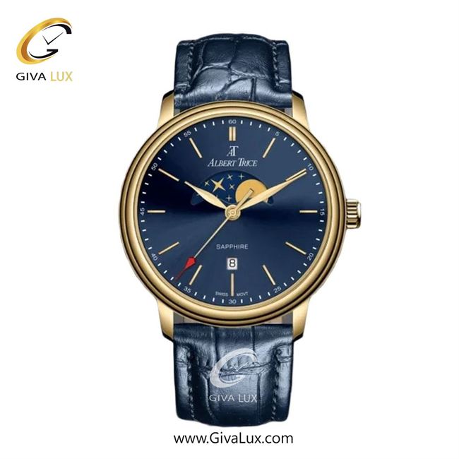 ساعت مچی اورجینال مردانه آلبرت ترایس طلایی | سرمه ای| سرمه ای| کد رفرنس AT20800