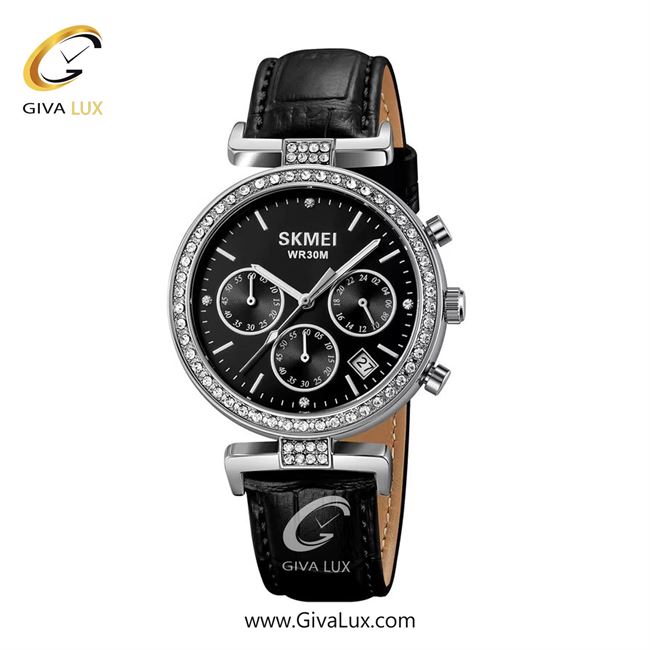 ساعت مچی اورجینال زنانه اسکمی (Skmei) سه موتوره کرنوگراف نقره ای | مشکی| مشکی| کد رفرنس 2089