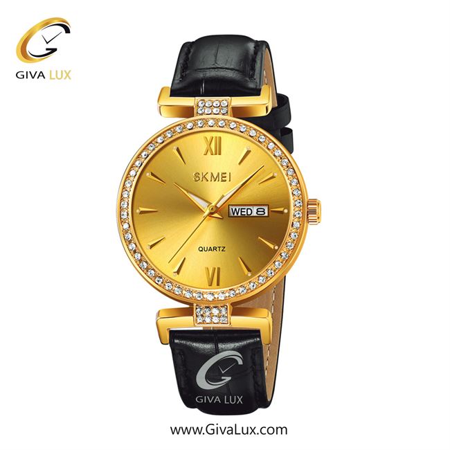 ساعت مچی اورجینال زنانه اسکمی (Skmei) طلایی | مشکی| طلایی| کد رفرنس 2090