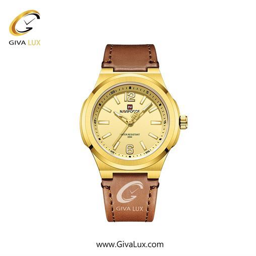 ساعت مچی اورجینال مردانه ناوی فورس|Naviforce|نوی فورس|نیوی فورس طلایی | قهوه ای| طلایی| کد رفرنس NF9233 G/G/BN