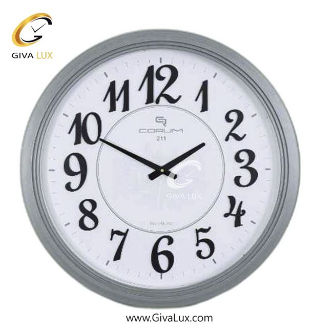 ساعت دیواری اورجینال کوروم PVC طوسی| کد رفرنس 211