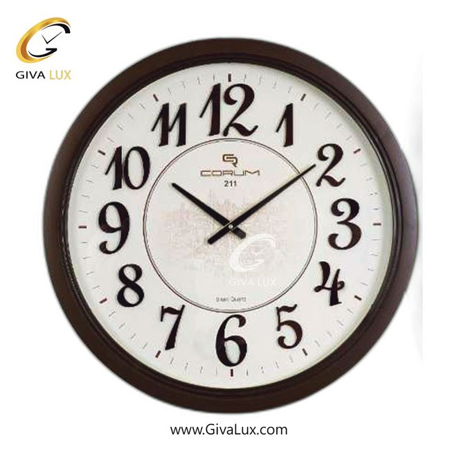 ساعت دیواری اورجینال کوروم PVC قهوه ای| کد رفرنس 211
