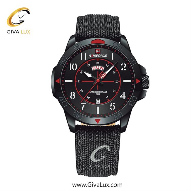 ساعت مچی مردانه تک موتوره بند برزنتی مشکی ناوی فورس (نیوی فورس) NF9204 B/B/B