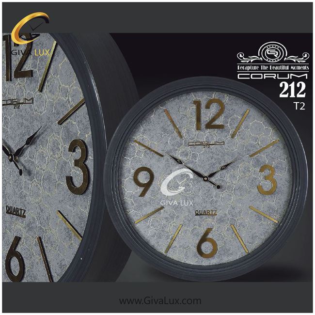 ساعت دیواری اورجینال کوروم PVC طوسی| کد رفرنس 2-212