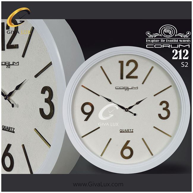 ساعت دیواری اورجینال کوروم PVC سفید| کد رفرنس 2-212