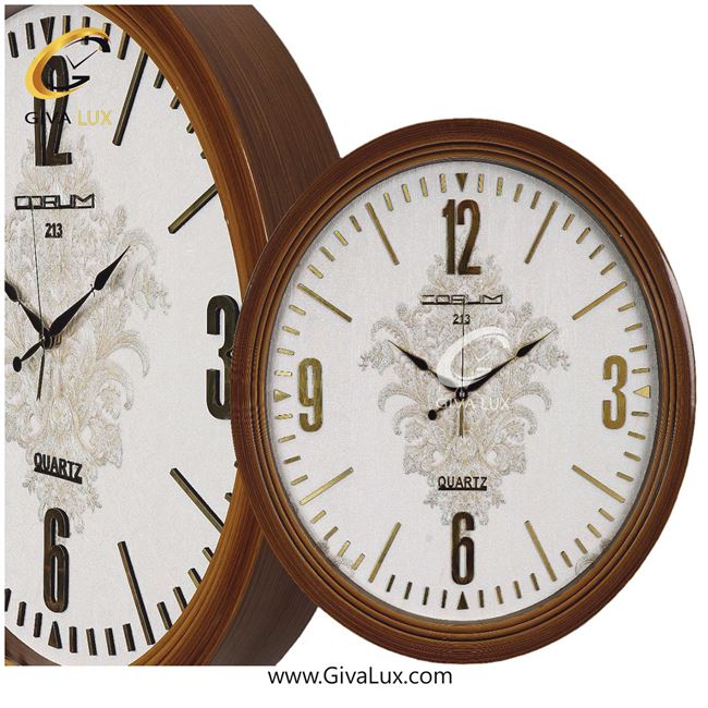 ساعت دیواری اورجینال کوروم PVC قهوه ای| کد رفرنس 213