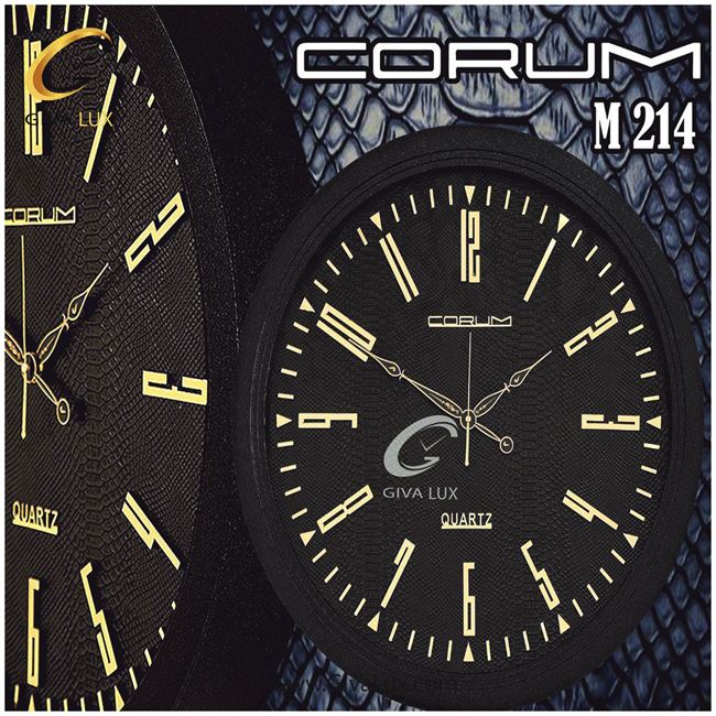 ساعت دیواری اورجینال کوروم PVC مشکی| کد رفرنس 214