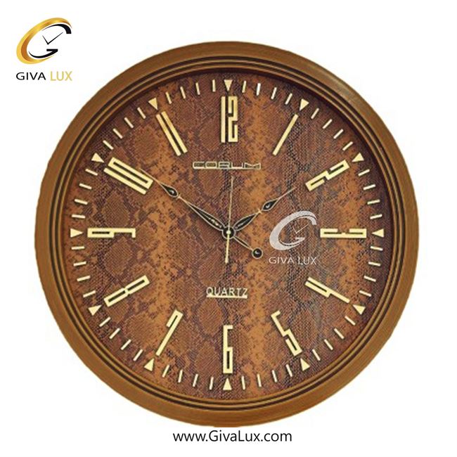 ساعت دیواری اورجینال کوروم PVC عسلی| کد رفرنس 214