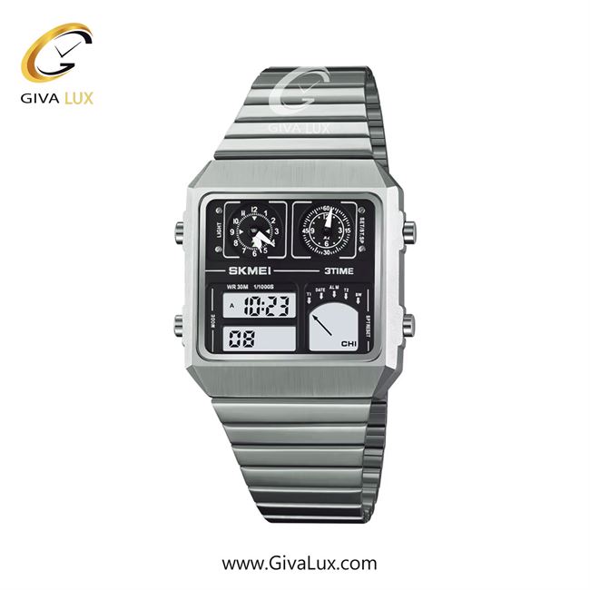 ساعت مچی اورجینال مردانه اسکمی (Skmei) سه زمانه نقره ای | نقره ای| مشکی| کد رفرنس 2198SL