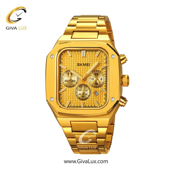 ساعت مچی اورجینال مردانه اسکمی (Skmei) سه موتوره کرنوگراف طلایی | طلایی| طلایی| کد رفرنس 2201