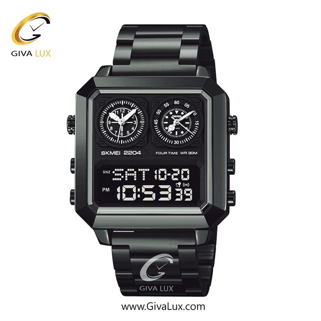 ساعت مچی اورجینال مردانه اسکمی (Skmei) چهار زمانه مشکی | مشکی| مشکی| کد رفرنس 2204