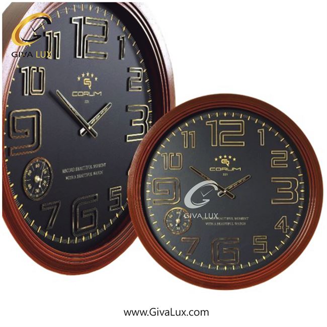 ساعت دیواری اورجینال کوروم PVC قهوه ای| کد رفرنس 221