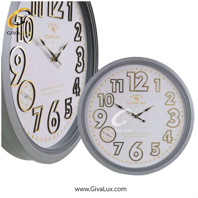 ساعت دیواری اورجینال کوروم PVC طوسی| کد رفرنس 221