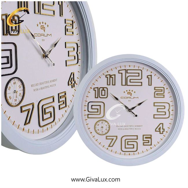 ساعت دیواری اورجینال کوروم PVC سفید| کد رفرنس 221