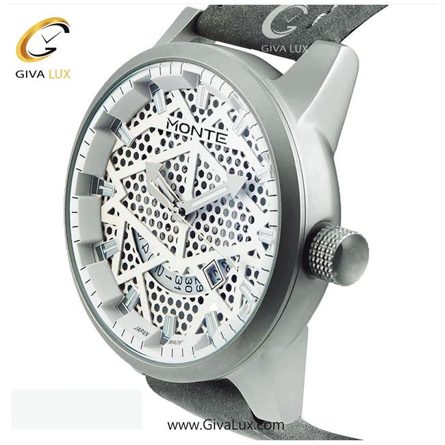 پک کادویی ساعت مچی مردانه بند استیل نقره ای مونته با بند اضافه چرمی طوسی M751340 GRAYW 22118-2.jpg