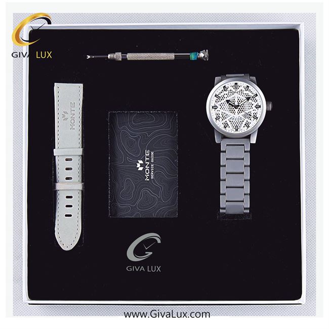 پک کادویی ساعت مچی مردانه بند استیل نقره ای مونته با بند اضافه چرمی طوسی M751340 GRAYW 22118-3.jpg