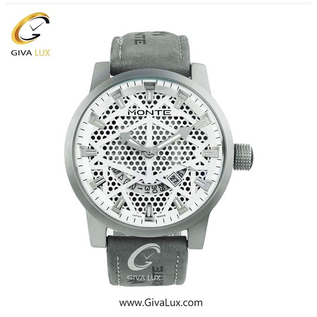 پک کادویی ساعت مچی مردانه بند استیل نقره ای مونته با بند اضافه چرمی طوسی M751340 GRAYW 22118-4.jpg