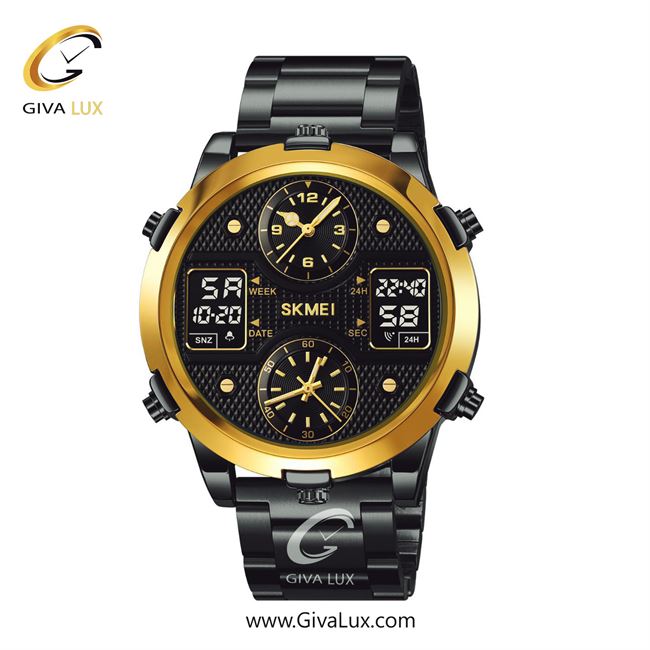 ساعت مچی اورجینال مردانه اسکمی (Skmei) چهار زمانه طلایی | مشکی| مشکی| کد رفرنس 2212