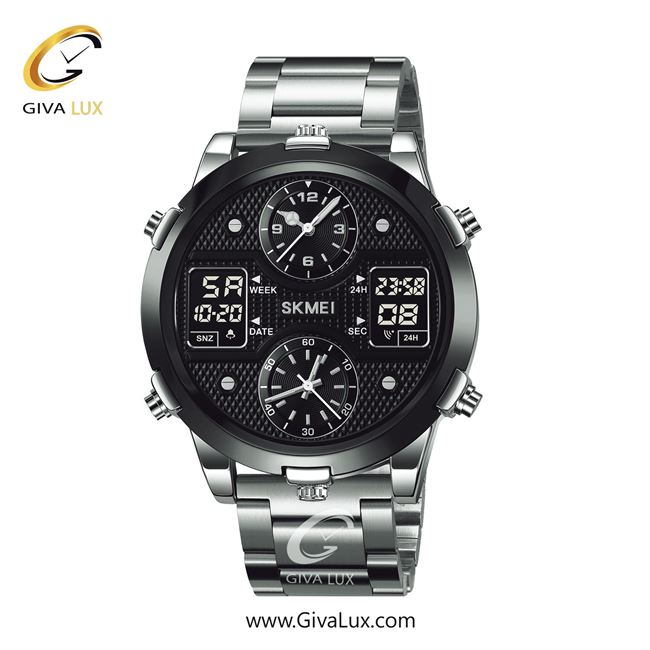 ساعت مچی اورجینال مردانه اسکمی (Skmei) چهار زمانه مشکی | نقره ای| مشکی| کد رفرنس 2212