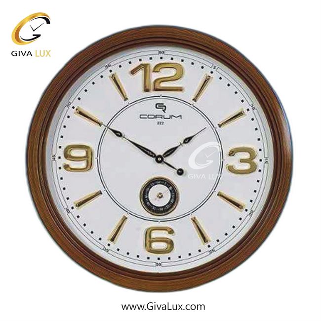 ساعت دیواری اورجینال کوروم PVC عسلی| کد رفرنس 222