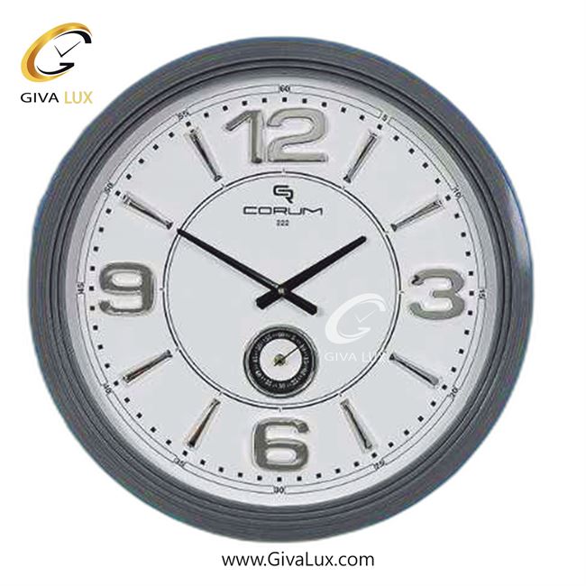 ساعت دیواری اورجینال کوروم PVC طوسی| کد رفرنس 222