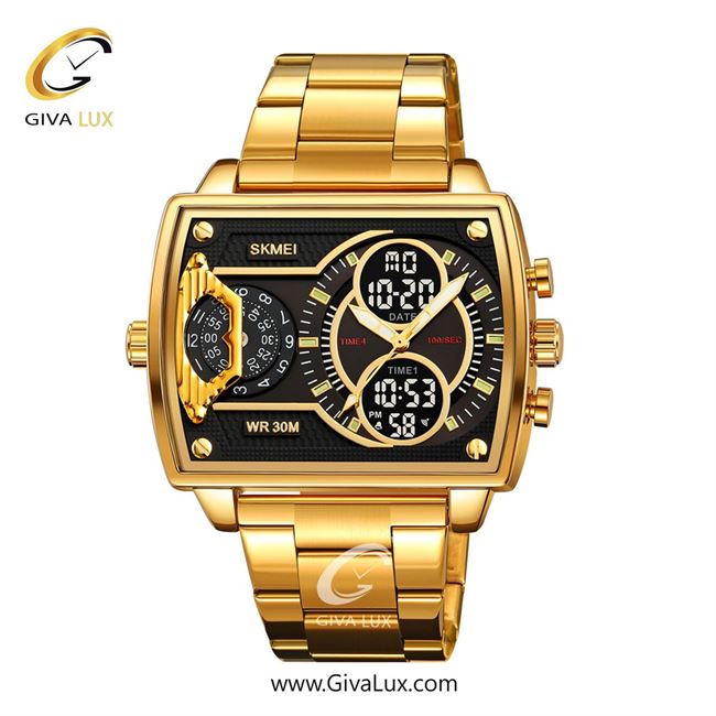 ساعت مچی اورجینال مردانه اسکمی (Skmei) چهار زمانه طلایی | طلایی| مشکی| کد رفرنس 2229