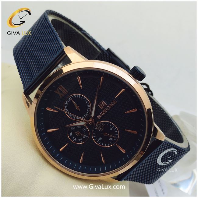 ساعت مچی اورجینال مردانه ناوی فورس|Naviforce|نوی فورس|نیوی فورس رزگلد | سرمه ای| سرمه ای| کد رفرنس NF3003 