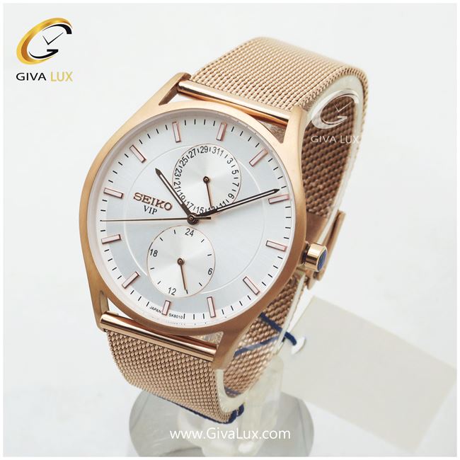 ساعت مردانه سیکو بند حصیری فول استیل رزگلد