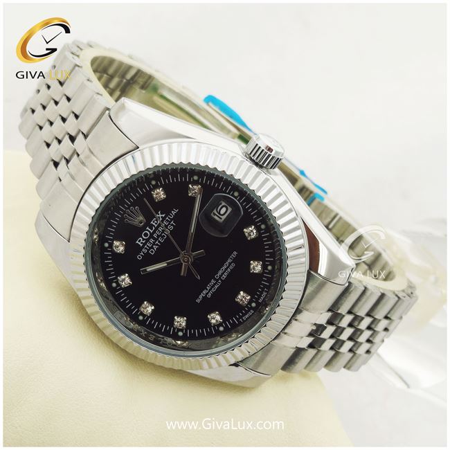 ساعت مچی مردانه فول استیل رولکس مدل دیت جاست نقره ای | نقره ای| مشکی|