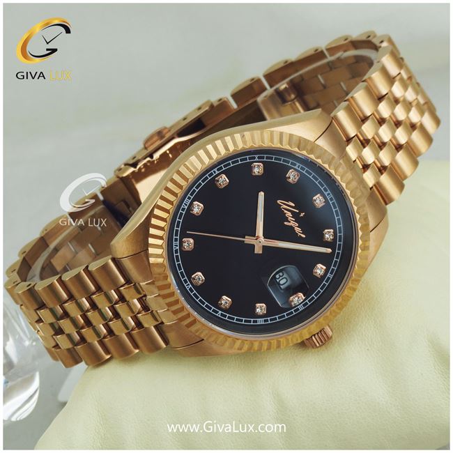 ساعت مچی اورجینال مردانه یونیک رزگلد | رزگلد| مشکی| کد رفرنس S513