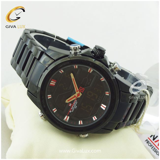 ساعت مچی اورجینال مردانه ناوی فورس|Naviforce|نوی فورس|نیوی فورس دو زمانه مشکی | مشکی| مشکی| کد رفرنس NF9138S