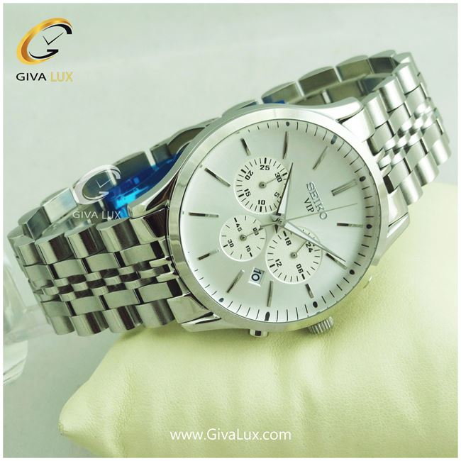 ساعت مچی مردانه سه موتوره کرنوگراف فول استیل نقره ای  سیکو