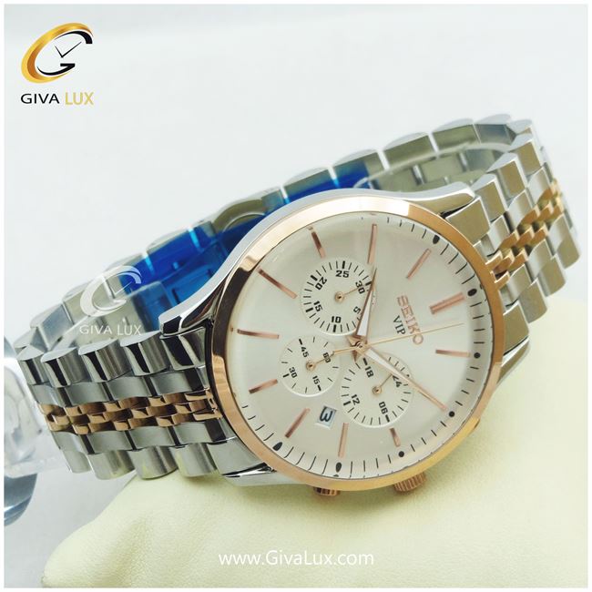 ساعت مچی مردانه سه موتوره کرنوگراف فول استیل نقره ای سیکو