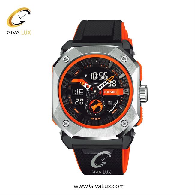 ساعت مچی اورجینال مردانه اسکمی (Skmei) سه زمانه نقره ای | مشکی-نارنجی| نارنجی-مشکی| کد رفرنس 2272