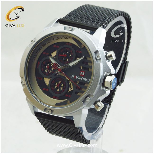 ساعت مچی مردانه سه موتوره فول تایم بند حصیری ناوی فورس