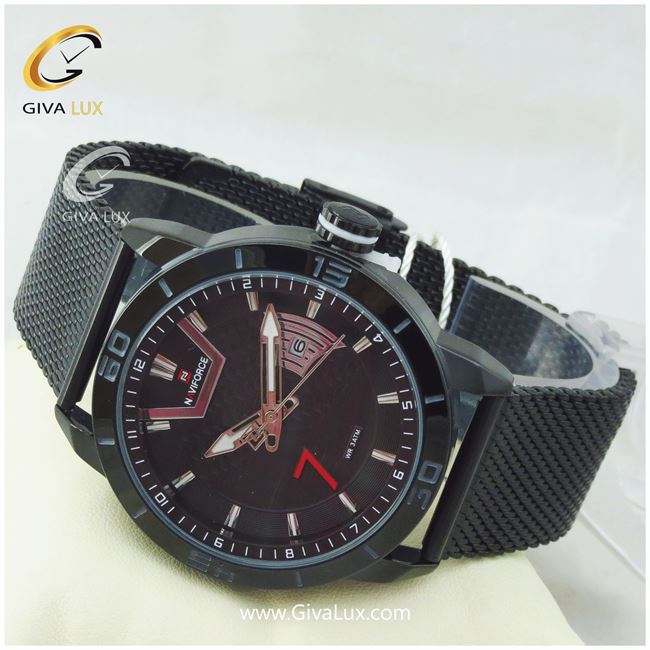 ساعت مچی مردانه  بند حصیری مشکی ناوی فورس NF9155A
